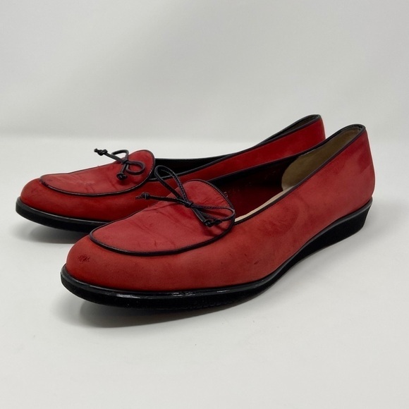 Salvatore Ferragamo Red Suede Slip On Loafer Flat - Picture 1 of 8